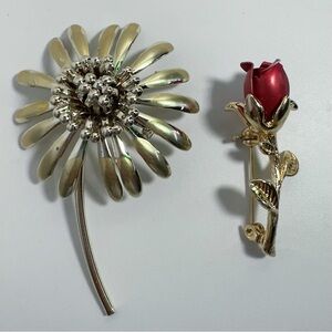 2 floral  Brooches